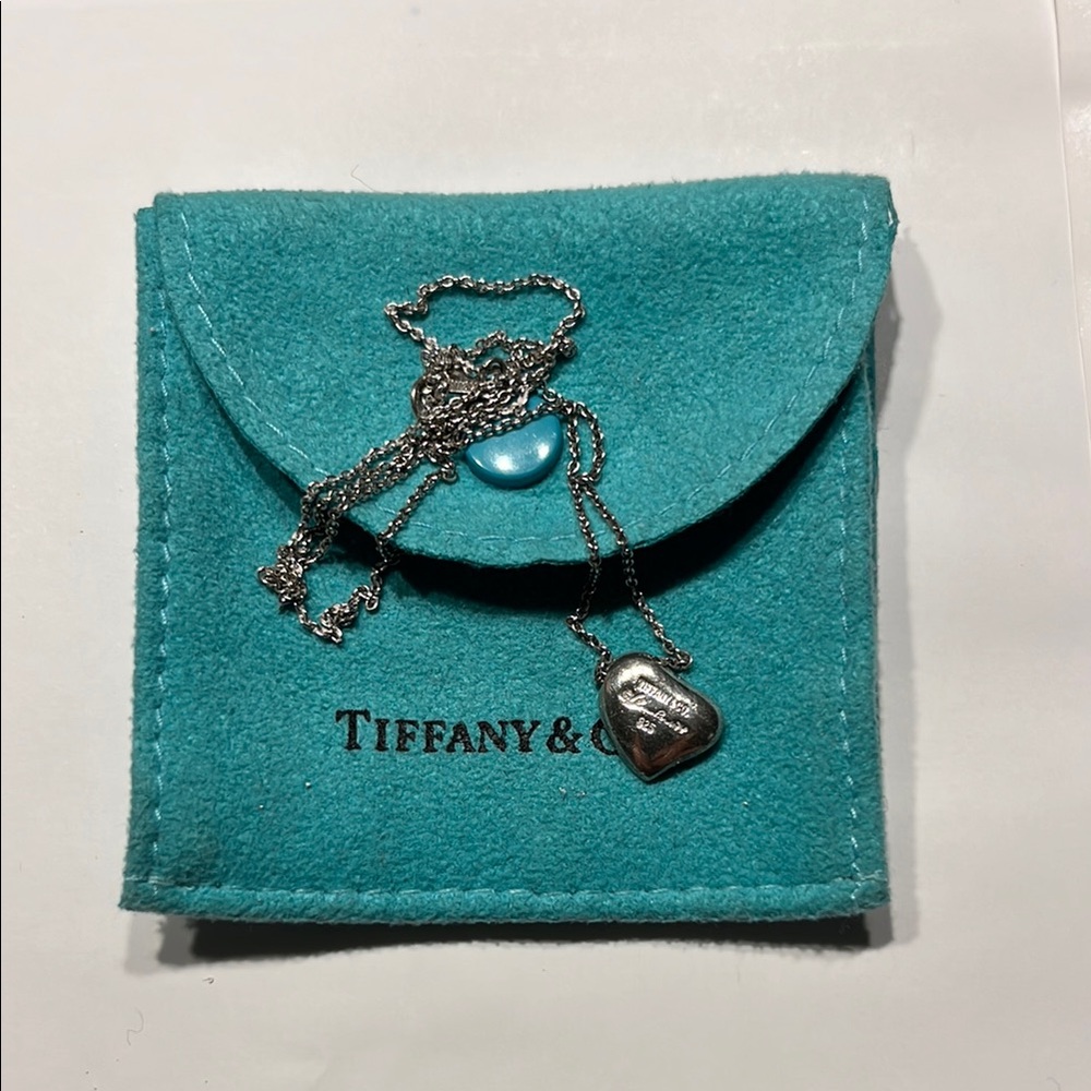Tiffany & Co. Silver Heart Necklace with Pouch